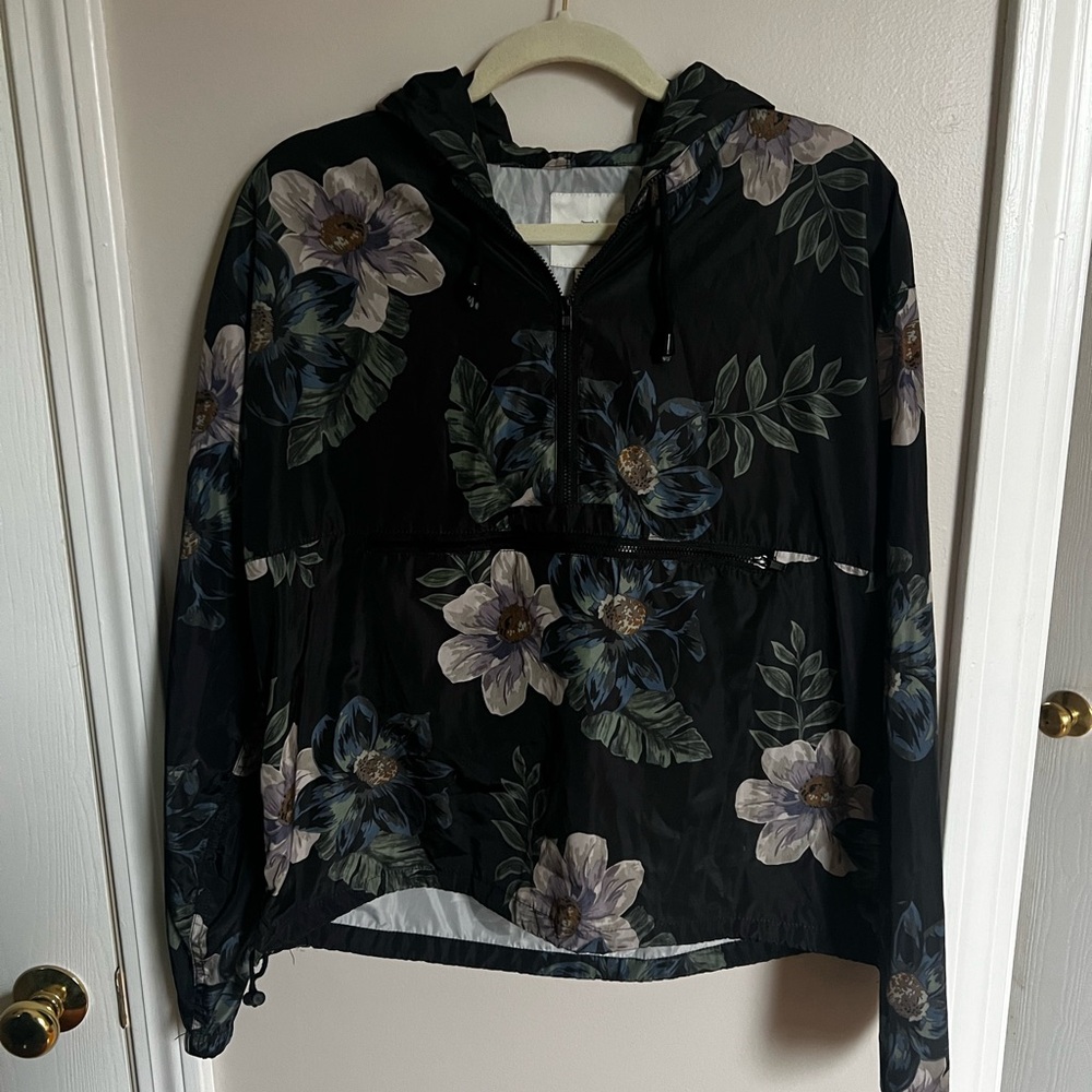 Floral Black Windbreaker